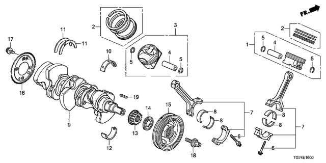 2016 Honda Pilot Crankshaft - Piston Diagram
