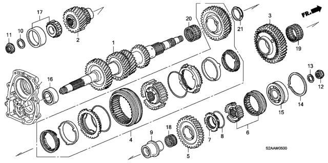 2009 Honda S2000 Gear, Countershaft Low Diagram for 23421-PCY-010