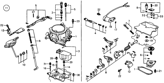 1979 Honda Civic Carburetor Assembly Diagram for 16100-634-775