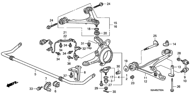 2004 Honda S2000 Sensor Assembly, Right Front Diagram for 57450-S2A-003