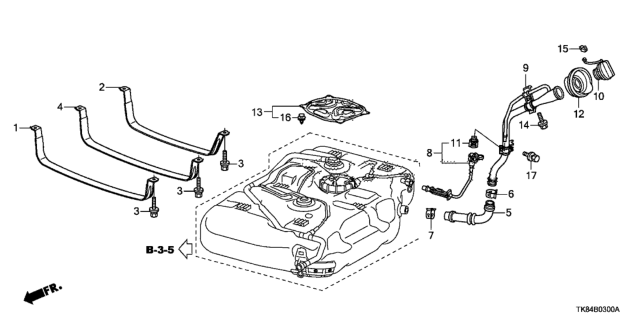 2016 Honda Odyssey Band Rear, Fuel Tank Mt Diagram for 17522-TK8-A10