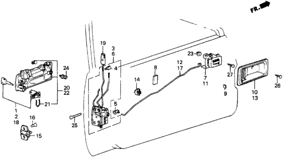 1986 Honda Civic Handle Assembly, Left Front Door (Outer) Diagram for 75620-SB6-013