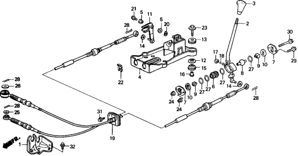 1989 Honda Civic Wire Assembly, Change Diagram for 54310-SH9-003