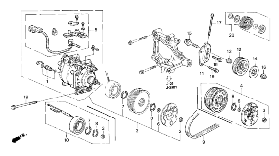 1994 Honda Civic Compressor (Hadsys) Diagram for 38810-P76-006