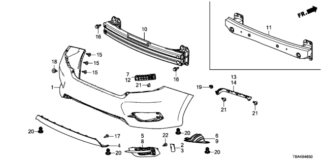 2016 Honda Civic Garn,RR Bumper LWR Diagram for 71502-TBA-A00