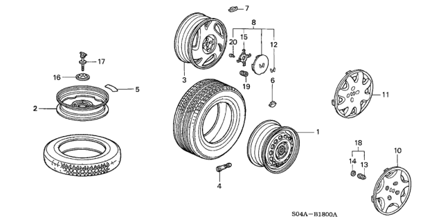 1998 Honda Civic Disk, Aluminum Wheel (14X5 1/2Jj) Diagram for 42700-S02-G01