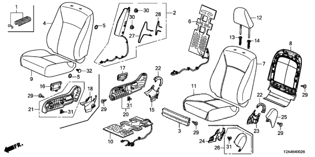 2015 Honda Accord Pad, Right Front Seat Cushion Diagram for 81137-T2F-A01