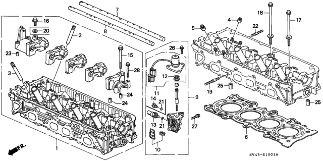 1994 Honda Accord Cylinder Head Assembly Diagram for 12100-P0A-000