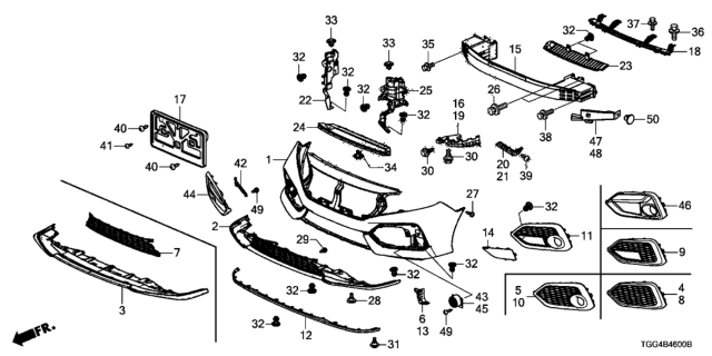 2020 Honda Civic Grille, Front Bumper (Lower) Diagram for 71102-TGG-A50