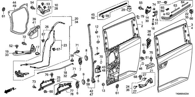 2015 Honda Odyssey Clip, Protector Diagram for 90652-TK8-A00