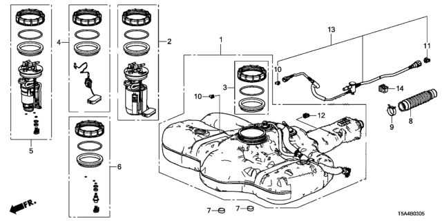 2017 Honda Fit Module Assembly, Fuel Pump Diagram for 17045-T5R-A00