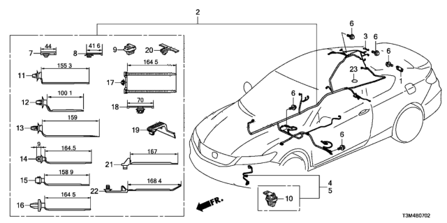 2017 Honda Accord Wire Harness, R. Side Diagram for 32140-T3M-A02