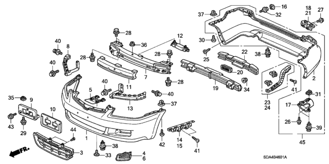 2006 Honda Accord Finisher, RR. Bumper Cover Diagram for 04716-SDC-A00ZZ