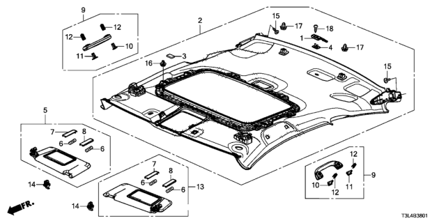 2014 Honda Accord Roof Lining (Sunroof) Diagram
