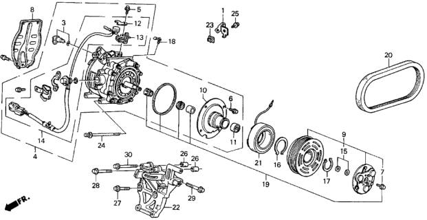 1991 Honda Prelude A/C Compressor (2.0 SI) Diagram