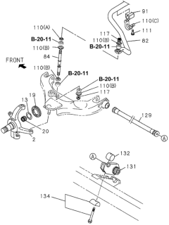 1994 Honda Passport Knuckle, Right Front Axle Diagram for 8-97012-100-0