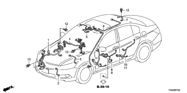 2012 Honda Accord Wire Harness, Door (Passenger Side) Diagram for 32752-TA0-A21