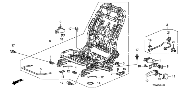 2008 Honda Accord Front Seat Components (Driver Side) (Manual Height) Diagram
