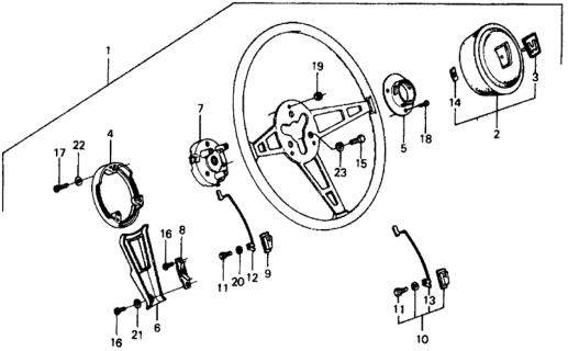 1977 Honda Civic Wheel Assembly, Steering Diagram for 53100-658-661