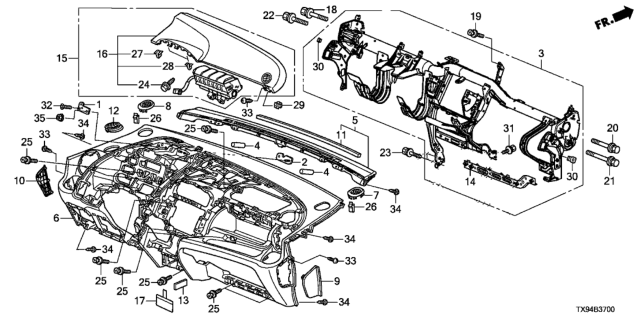 2014 Honda Fit EV Seal, Side Diagram for 77481-ST0-000