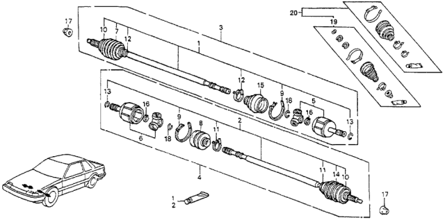 1983 Honda Prelude Boot A (For Driver Side Driveshaft) Diagram for 44333-SA5-003