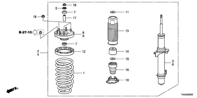 2009 Honda Accord Shock Absorber Assembly, Right Front Diagram for 51610-TA0-A34
