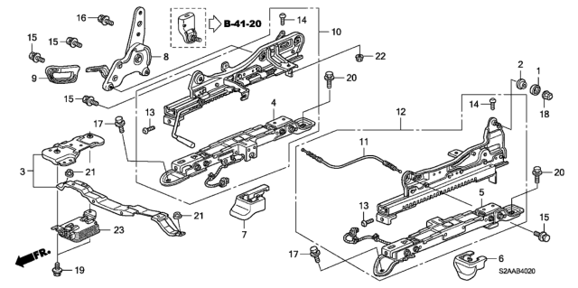 2009 Honda S2000 Adjuster, R. FR. Seat Reclining Diagram for 81230-S2A-A52