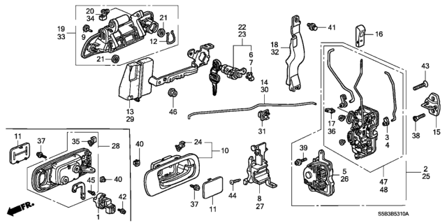 2004 Honda Civic Lock Assembly, Left Front Door Diagram for 72150-S5A-A01