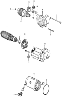 1981 Honda Accord Starter Motor Components (Denso) Diagram