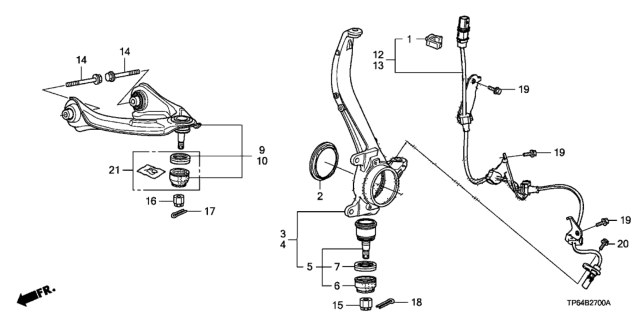 2015 Honda Crosstour Sensor Assembly, Right Front Diagram for 57450-TP6-A01