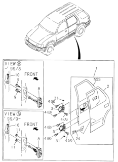 1998 Honda Passport Hinge, Rear Door (Driver Side Lower/R. Upper) Diagram for 8-97147-595-3