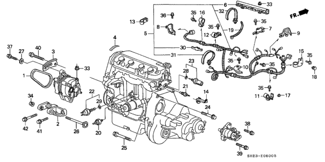 1989 Honda CRX Stay, Connector Diagram for 32747-PM8-A01