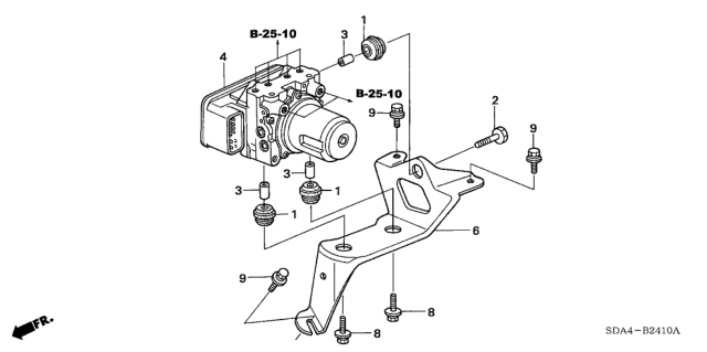 2004 Honda Accord Modulator Assembly Diagram for 57110-SDA-A01