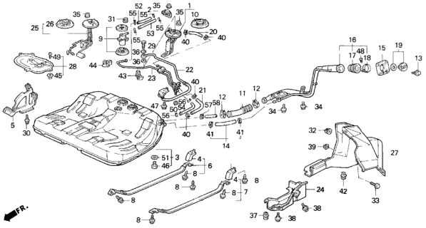 1994 Honda Prelude Gasket, Fuel Filler Pipe Diagram for 17662-SL5-000