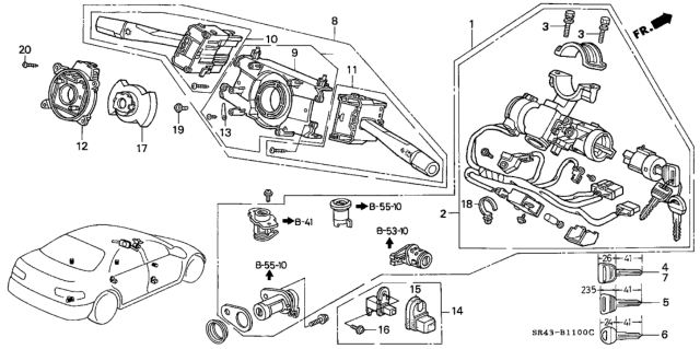 1994 Honda Civic Switch Assembly, Lighting (A) Diagram for 35255-SR3-A02