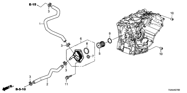 2020 Honda Fit O-Ring, Cvtf Warmer Diagram for 91302-5T0-003