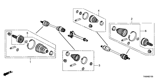 2012 Honda Accord Front Driveshaft Set Short Parts Diagram
