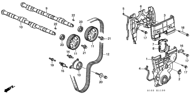 1998 Honda CR-V Cover, Timing Belt Back Diagram for 11840-PR4-A00