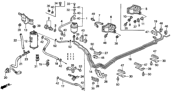 1996 Honda Del Sol Clamp, Return Hose Diagram for 17749-SR3-J92