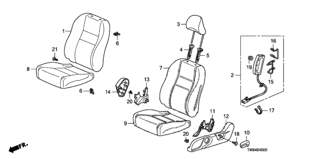 2014 Honda Insight Front Seat (Driver Side) Diagram