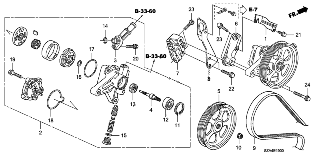 2011 Honda Pilot Power Steering Pump Diagram for 06561-RN0-305RM