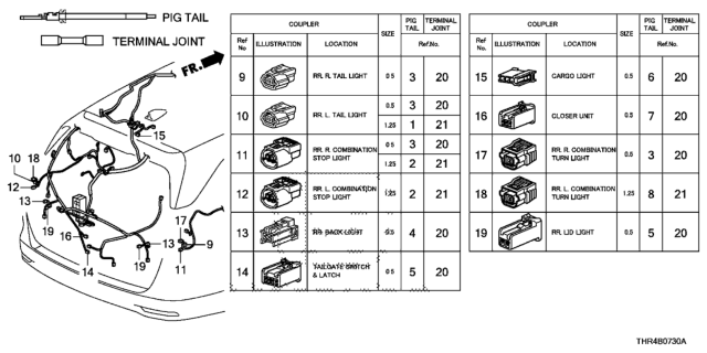 2019 Honda Odyssey Connector (4P 060F) (5 Pieces) Diagram for 04321-T2A-306