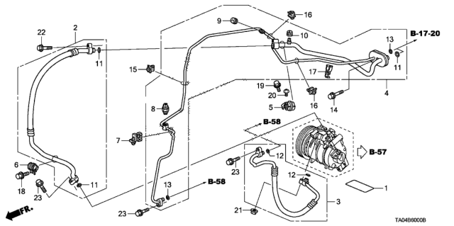 2009 Honda Accord Pipe Assembly, Air Conditioner Diagram for 80321-TA5-A01