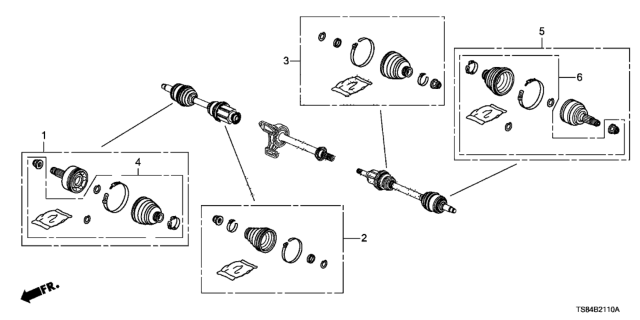 2012 Honda Civic Front Driveshaft Set Short Parts Diagram