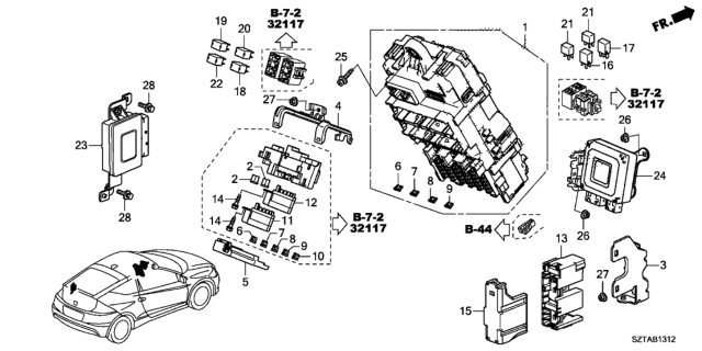 2016 Honda CR-Z Box Assembly, Fuse (Rewritable) Diagram for 38200-SZT-A51