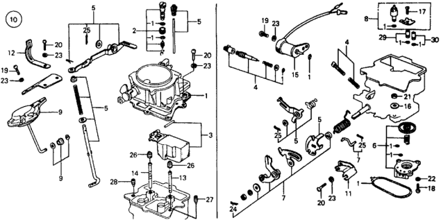 1977 Honda Civic Rod Set, Throttle Diagram for 16032-664-005