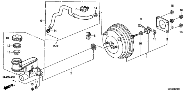 2011 Honda Element Brake Master Cylinder  - Master Power Diagram