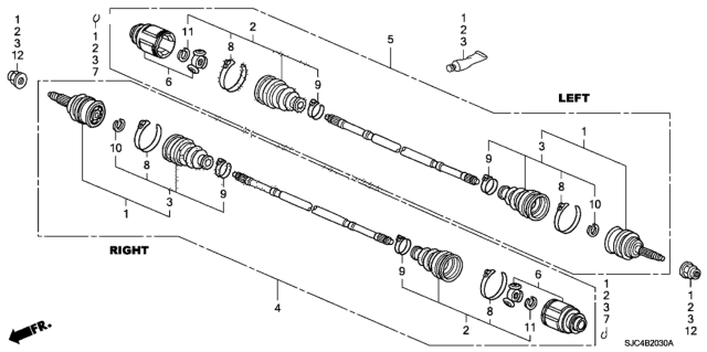 2010 Honda Ridgeline Shaft Assembly, L Drive Diagram for 42311-SJC-A02