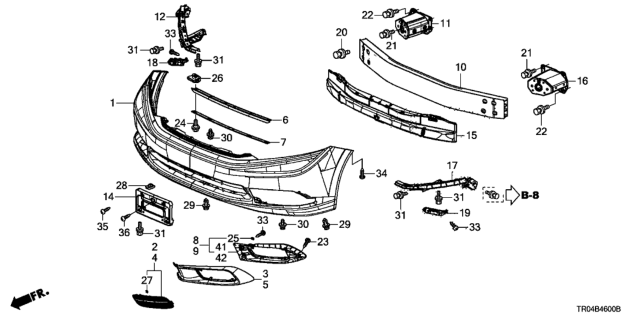 2012 Honda Civic Spacer, R. FR. Bumper Diagram for 71193-TR0-A02