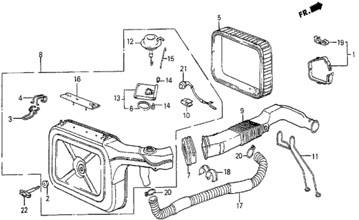 1987 Honda Prelude Case Assy., Air Cleaner Diagram for 17240-PC7-661